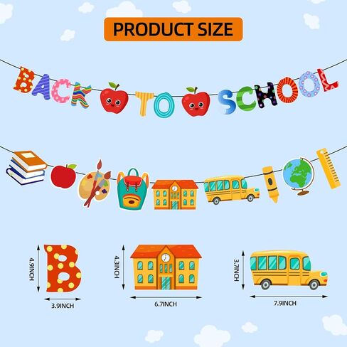Back to School Banner Back to School Decorations, 2 Strings First Day of School Banner for Welcome Back to School Decorations, Back to School Sign Backdrop, Welcome Back to School Hanging Decor in Saudi Arabia