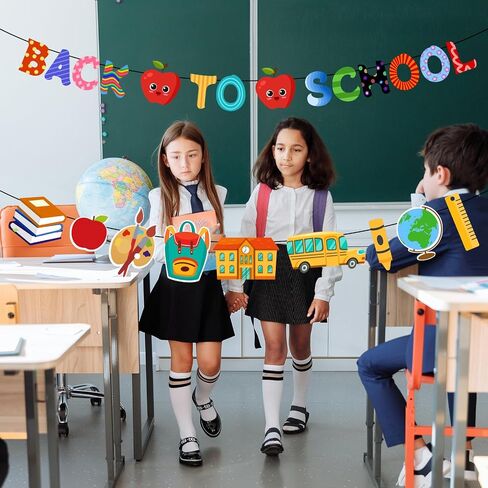 Back to School Banner Back to School Decorations, 2 Strings First Day of School Banner for Welcome Back to School Decorations, Back to School Sign Backdrop, Welcome Back to School Hanging Decor in Saudi Arabia