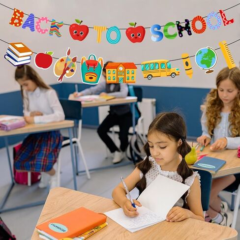 Back to School Banner Back to School Decorations, 2 Strings First Day of School Banner for Welcome Back to School Decorations, Back to School Sign Backdrop, Welcome Back to School Hanging Decor in Saudi Arabia