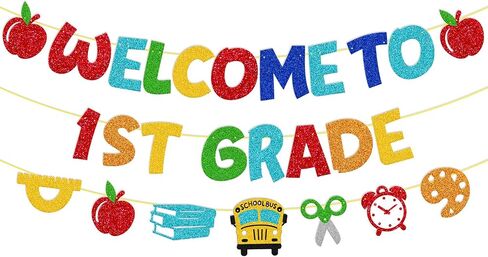 Welcome to 1st Grade Banner First Day of School Decoration Welcome Back to School Theme New Grade Theme Elementary Classroom Party Supplies in Saudi Arabia