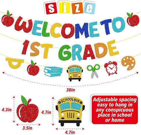 Welcome to 1st Grade Banner First Day of School Decoration Welcome Back to School Theme New Grade Theme Elementary Classroom Party Supplies in Saudi Arabia
