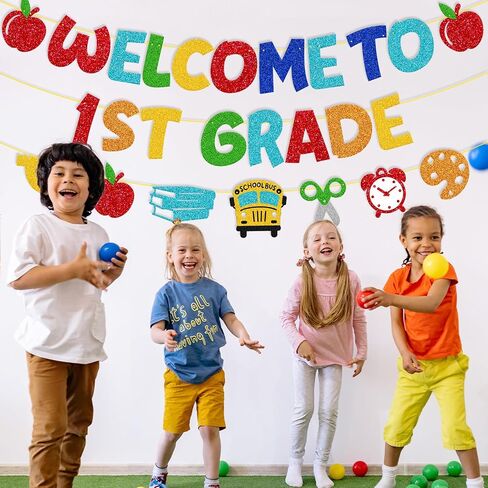 Welcome to 1st Grade Banner First Day of School Decoration Welcome Back to School Theme New Grade Theme Elementary Classroom Party Supplies in Saudi Arabia
