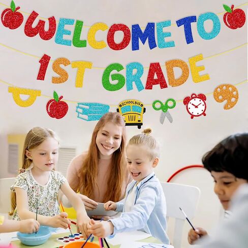 Welcome to 1st Grade Banner First Day of School Decoration Welcome Back to School Theme New Grade Theme Elementary Classroom Party Supplies in Saudi Arabia