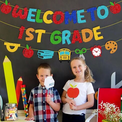 Welcome to 1st Grade Banner First Day of School Decoration Welcome Back to School Theme New Grade Theme Elementary Classroom Party Supplies in Saudi Arabia