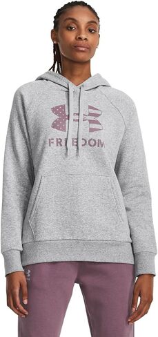 Under Armour Freedom Logo Rival Hoodie Downpour Gray/Harbor Blue LG (US 12-14) in Kuwait