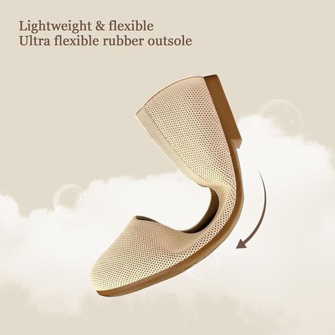 mysoft Women's Ballet Flats Round Toe Comfortable Lightweight Mesh Knit Ballerina Slip On Walking Flat Dress Shoes (Wide Width/Medium) Red in Kuwait