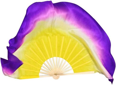 المرأة 24 "الحرير الصيني الرقص الشرقي مروحة قصيرة الحجاب تدفق المشجعين يدوية الصنع مروحة الرقص الشرقي in Kuwait