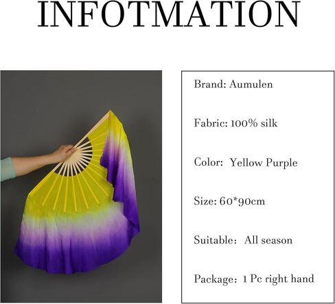 المرأة 24 "الحرير الصيني الرقص الشرقي مروحة قصيرة الحجاب تدفق المشجعين يدوية الصنع مروحة الرقص الشرقي in Kuwait