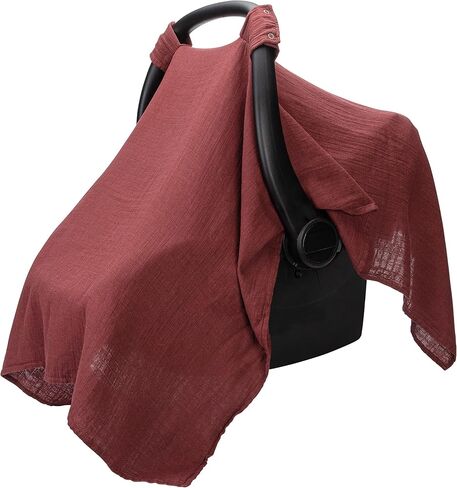 Comfy Cubs Baby Car Seat Cover - Soft, Breathable Bamboo Rayon and Muslin Cotton Blend - Lightweight Canopy for Sun, Bug, and Comfort Protection - Large Size Infant Seat Cover in Sage Design in Saudi Arabia