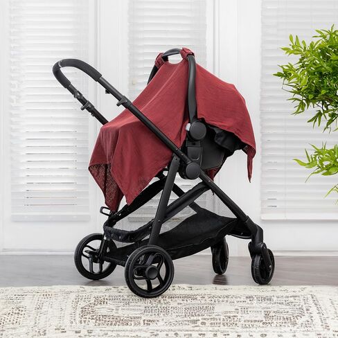 Comfy Cubs Baby Car Seat Cover - Soft, Breathable Bamboo Rayon and Muslin Cotton Blend - Lightweight Canopy for Sun, Bug, and Comfort Protection - Large Size Infant Seat Cover in Sage Design in Saudi Arabia