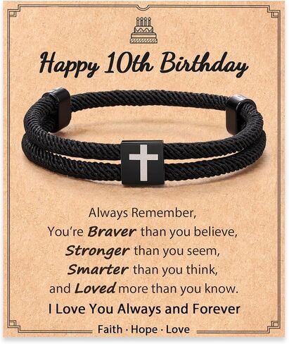 Shonyin 10/13/16/18th Birthday Gifts for Boys, Faith Cross Bracelet for Boys Son Grandson Nephew in Kuwait