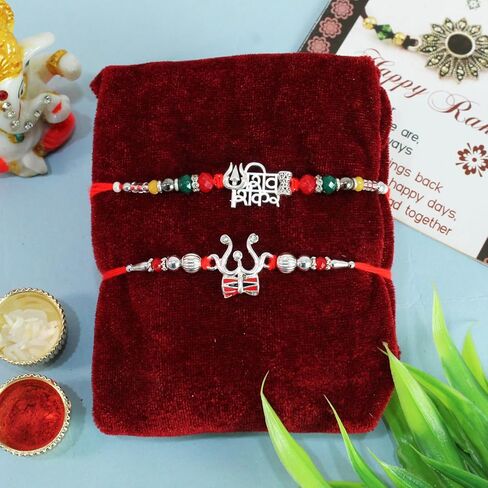 TIED RIBBONS Rakhi for Brother Set of 2 Rakhi | Roli Tikka | Greeting Card - Rakhi Bracelet for Brother Rakhi Gift Set for Brother | Rakhi with Card | Rakhi Thread | Rakhi for Bhaiya in Saudi Arabia