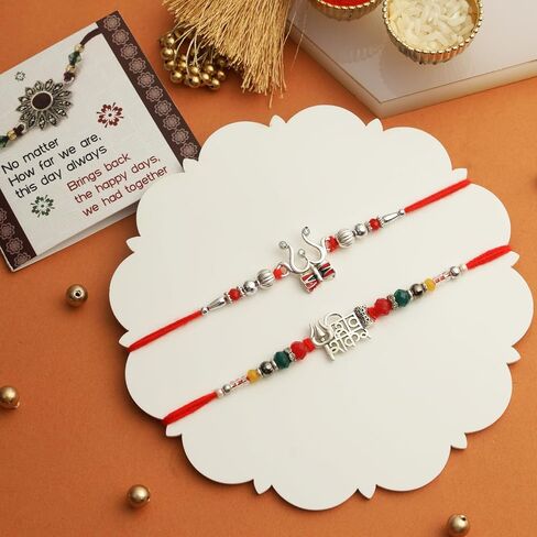 TIED RIBBONS Rakhi for Brother Set of 2 Rakhi | Roli Tikka | Greeting Card - Rakhi Bracelet for Brother Rakhi Gift Set for Brother | Rakhi with Card | Rakhi Thread | Rakhi for Bhaiya in Saudi Arabia