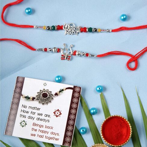 TIED RIBBONS Rakhi for Brother Set of 2 Rakhi | Roli Tikka | Greeting Card - Rakhi Bracelet for Brother Rakhi Gift Set for Brother | Rakhi with Card | Rakhi Thread | Rakhi for Bhaiya in Saudi Arabia
