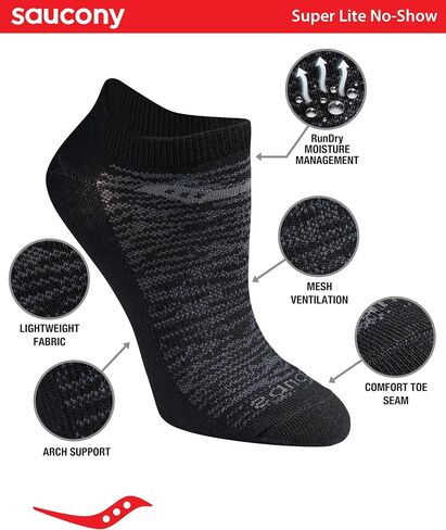 Saucony Women's Rundry Performance 8 Pairs Super Lite No-Show Athletic Socks, M in Kuwait