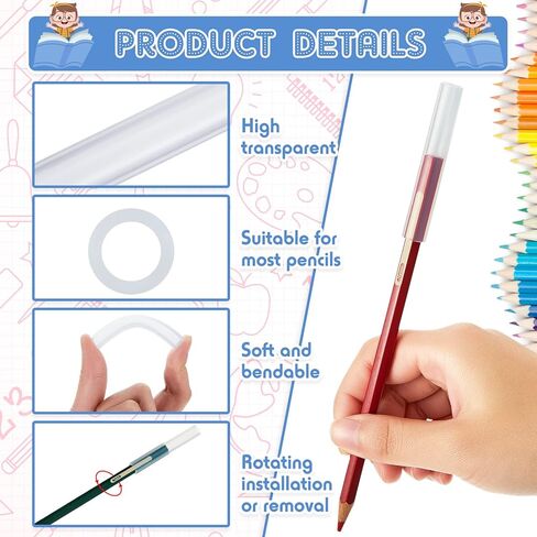 36 Pieces Chewable Clear Pencil Toppers for Sensory Kids Silicone Chewy Pencil Chew Tubes Sensory Oral Motor Chew Aid for Children and Adults with Anxiety, Autism, ADHD, Sensory Integration Issues in Kuwait