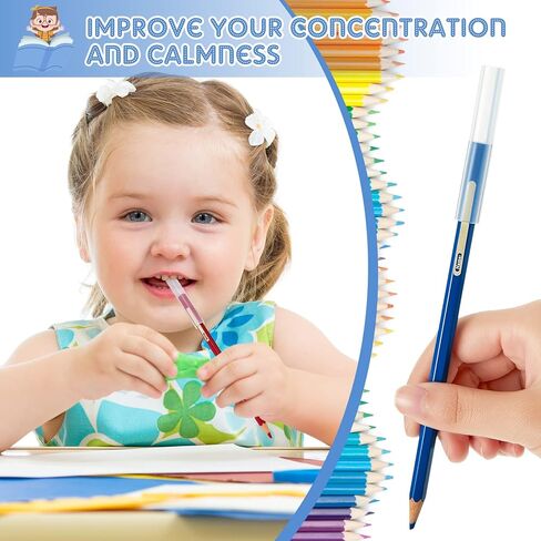 36 Pieces Chewable Clear Pencil Toppers for Sensory Kids Silicone Chewy Pencil Chew Tubes Sensory Oral Motor Chew Aid for Children and Adults with Anxiety, Autism, ADHD, Sensory Integration Issues in Kuwait