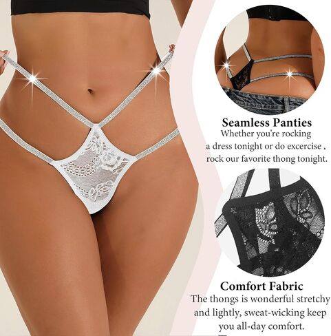 Meshal Sexy G-string Thongs for Women Glitter Straps Lace Texture Super-Soft Comfortable Fashionable Colors 4Pack in Saudi Arabia
