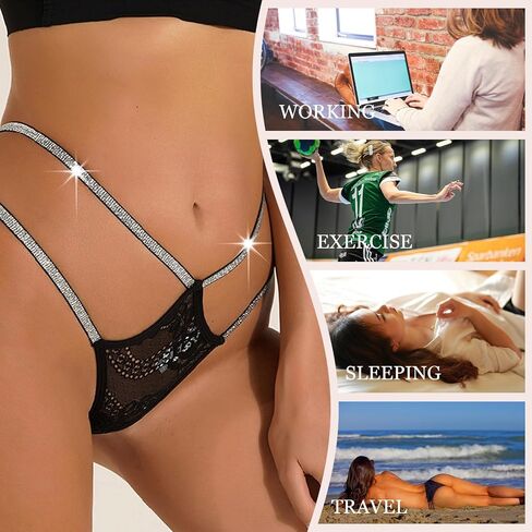 Meshal Sexy G-string Thongs for Women Glitter Straps Lace Texture Super-Soft Comfortable Fashionable Colors 4Pack in Saudi Arabia