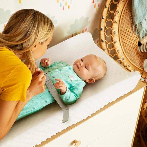 Munchkin® Secure Grip Waterproof Baby Changing Pad for Dresser, Wipeable Contoured Diaper Changing Mat with Safety Straps and Non-Slip Grip, 14.75 x 31, White in Saudi Arabia