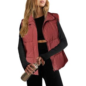Zeagoo Women Puffer Vest Lightweight Stand Collar Sleeveless Winter Warm Zip Up Padded Outerwear Jackets with Pockets