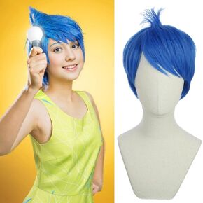 Short Blue Wig Kids Children Blue Bob Wig Short Layered Wig Girls Synthetic Cosplay Costume Party Wig
