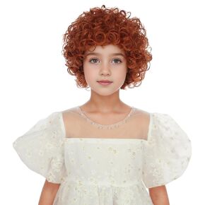 Dark Orange Wig for Kids Child Short Orange Wavy Curly Wig Girls Orange Party Cosplay Wig Wig Heat Resistant Synthetic Wig with Wig Cap