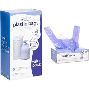 Ubbi Disposable Diaper Pail Plastic Bags, Value Pack, 75 Count, 13-Gallon Bags & Disposable Diaper Sacks, Lavender Scented, Easy-To-Tie Tabs, Diaper Disposal or Pet Waste Bags, 200 Count