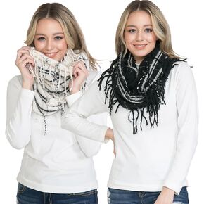 Infinity Scarf Fall Winter Scarfs for Women - Black Circle Loop Scarves Best Gift for Girlfriend, Family, Coworkers Christmas Gift in Kuwait