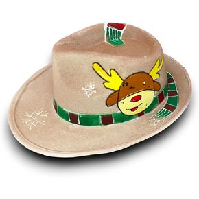 4E's Novelty Christmas Fedora Hat for Adults Men & Women, Christmas Cowboy Hat for Holiday Party Dress Up Costume Accessories