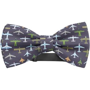 Adjustable Pre-tied bow tie for toddler Boys (Airplane Top View Pattern) Elegant Cute Bowties for Dogs Cats Pets