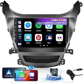 Roinvou Android Car Stereo for 2011-2013 Hyundai Elantra, Built-in CarPlay Car Radio with Android Auto, 9.7'' Vertical Touch Screen In-Dash Navigation Support Mirror Link BT HiFi WiFi AHD Rearview SWC