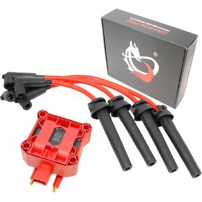DRAGON FIRE PERFORMANCE Power Pack with Ignition Coil Pack and Low Ohm Spark Plug Wires Compatible/Replacement for 2003 2004 2005 2006 2007 2008 Mini Cooper 1.6L NA & Supercharged Oem Fit Kit-1552