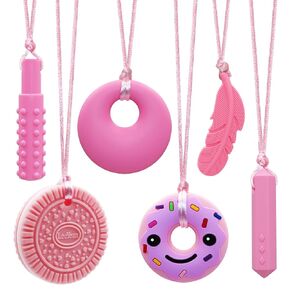 Chew Necklaces for Sensory Kids, Sensory Chewy Toys for Boys with Autism, ADHD, SPD, Chewing, Silicone Chewing Necklace Reduce Adult Anxiety Fidgeting