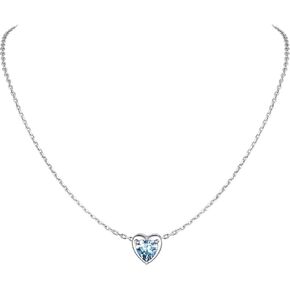Silvora 925 Sterling Silver Birthstone Necklaces for Women,Sparkling 12 Months Round/Heart Birthstone Necklaces for Girls Mothers Day Gifts
