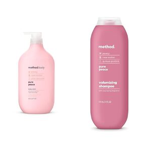 Method Body Wash (28 oz) and Shampoo (14 oz) Pure Peace Paraben-Free Peony Rose Water Pink Sea Salt
