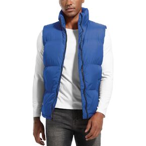 Men's Puffer Vest Sleeveless Jacket Winter Outdoor Padded Warm Lightweight Quilted Outerwear Vest with Pockets