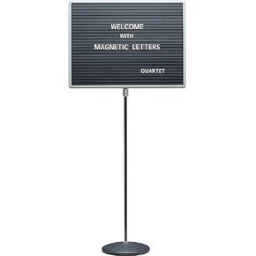 Quartet 7920M Quartet Adjustable Single-Pedestal Magnetic Letter Board, 20 x 16, BLK/GY Frame,Black