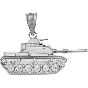 Military Jewelry 10k Gold Military Vehicle Army Battle Tank Pendant Charm Necklace