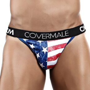 Flag Thong w/Pouch, Men’s Thong Underwear w/Wide Waistband and USA Flag Design Men’s Underwear Thongs & G-String