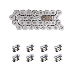 420 Drive Chain 32 Links with 8pcs Master Link for 196cc 6.5HP Coleman Powersports KT196 CK196 GK200 BK200 Go Kart 200cc 212cc RTK200 Hisun HS200GK Go Kart Cart Jackshaft Chain Heavy Duty Parts