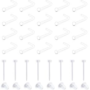 QWALIT Clear Nose Studs for Work Clear Nose Rings for Work Clear Nose Piercing Plastic Nose Rings for Surgery Invisible Nose Retainer Clear Cartilage Earring Clear Earrings for Sports Septum Retainer