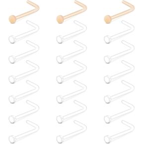 Longita Clear Nose Studs Clear Nose Rings for Work Plastic Nose Rings for Surgery Clear Nose Piercing Retainer Nose Retainer 18g Plastic Nose Stud 20g Invisible Nose Ring Spacers Skin Color