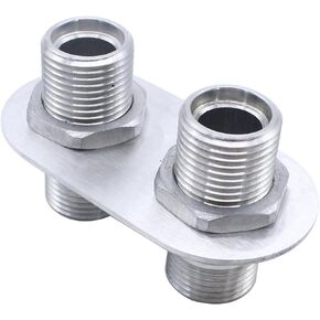 A/C Bulkhead,2-Port Billet Aluminum Heater Bulkhead Connector Hot Rod(Silver)