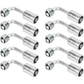 Car AC Aluminum Connector, 10Pcs 3/8in 90 Degree Bend Air Conditioning Splicer Hose Fittings Adaptor Connector Joint Pipe Swivel Coupling Universal Fit for Cars Trucks Engineering Vehicles