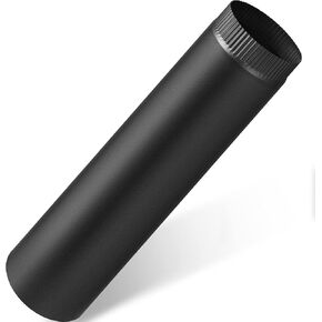 LEIFIDE 6" x 24" Black Matte Stove Pipe Crimped Flue Stovepipe Connector 6 Inch 304 Stainless Steel Chimney Pipe Steel Building Supplies for Wood Stove Through Wall Vent(1 Pcs)