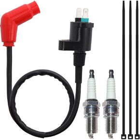 Ignition Coil Pack spark plug Compatible with HONDA Fourtrax 300 TRX300 TRX300FW TRX250EX RECON 250 TRX250TM TRX250TE TRX250X 1988-2018