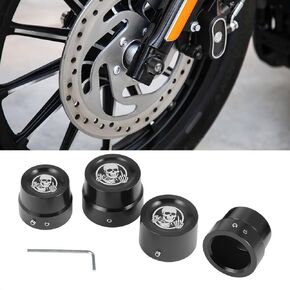 Front Rear Axle Nut Cover Axle Caps Set, Skull Style Compatible with Harley Touring Street Road Electra Tri Glide V-Rod Sportster XL883 1200 Softail Dyna (4 Pack)