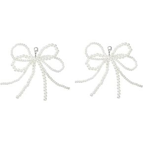 Pearl Bow Shoe Charms for Sneakers Charms Pearl Sneaker Bows Decorations Bowknot Coquette Aesthetic Keychain Bag Car Charms 2PCS