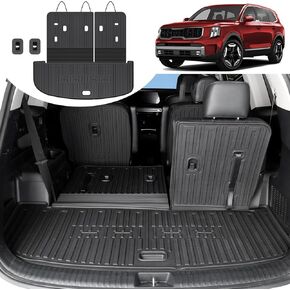 Cargo Mat for 2020-2024 Kia Telluride Accessories, Cargo Liner with Backrest Mat 2 in 1 Mat All Weather TPE Odorless Trunk Mat for 2025 Kia Telluride Accessories